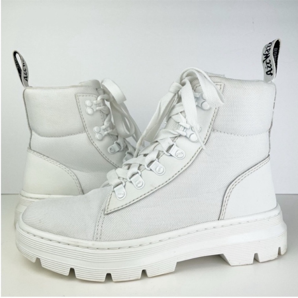 Dr Martens Combs W Poly Vegan Combat White Lace Up Platform Moto Boots EU 38